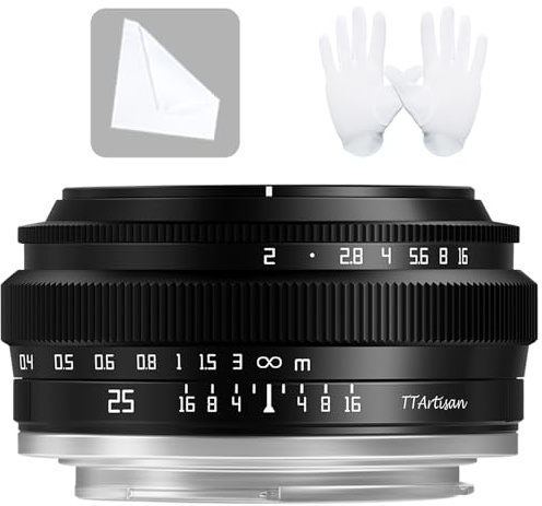 TTArtisan 25mm F2.0 Lens Wide-Angle APS-C Lenses Large Aperture Manual Fixed Camera Lens for Fuji X-Mount Cameras X-A2 X-A2 X-A3 X-A5 X-A7 X-H1 XT1 X-T2 X-T3 X-T20 X-T30 X-T100 X-T200 X-PRO1