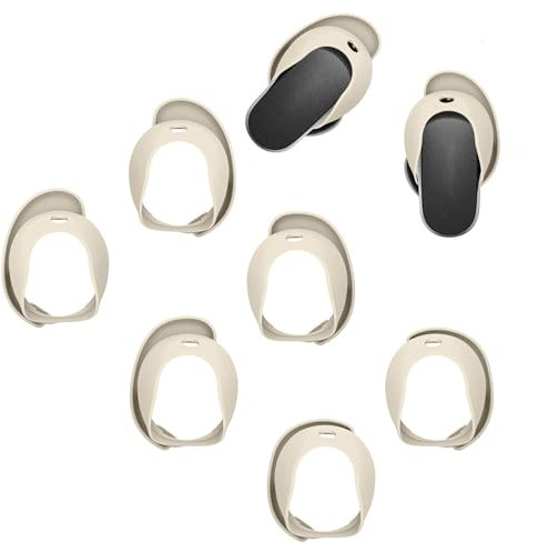 Adhiper Almohadillas de repuesto QC Ultra con cancelación de ruido compatibles con auriculares Bose QuietComfort II y QuietComfort Ultra (2023), ganchos deportivos de silicona S, M, L (blanquecino)