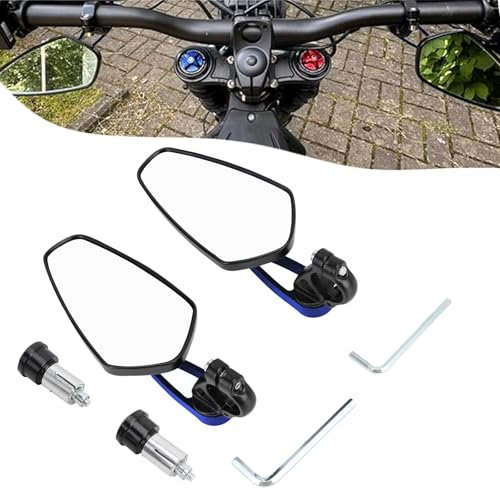 Motorrad-Rückspiegel, 1 Paar, Aluminiumlegierung, Motorradspiegel mit Spiegelhalterung, Lenkerendenspiegel für Sur-Ron X/S Sur Ron Surron Light Bee-Blue