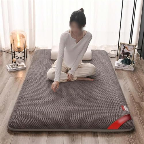 MAYFABD Japanische Tatami Futon Matratze Gepolsterte Japanische Bodenmatratze Gesteppte Bett Matratzenauflage Extra Dicke Faltbare Isomatte Atmungsaktive Gästebett Camping Matratze,A,90x200cm