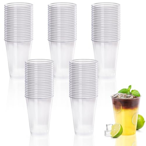Gucass 100 bicchieri di plastica, 0,3 l, in plastica dura, riutilizzabili, per feste, cocktail, per champagne, birra, bevande, tazze di plastica per feste, compleanni, matrimoni, 300 ml