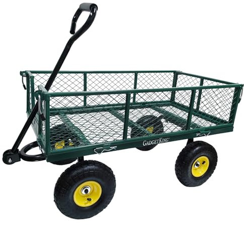 350kg Large Garden Trolley Festival Cart Wheel barrow Camping Truck Fishing Sack Mesh Steel Truck Pull Along Fishing Extra XL Gardening Dump Transport Plants Soil Waste Heavy Duty 800LB Utility Wagon