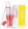 VUSIGN Trinkbecher mit Griff und Strohhalm-Deckel, Edelstahl, vakuumisoliert, Reisebecher, Wasserflasche für Wasser, Eistee, Kaffee, Smoothie, Auto, Flamingo, 1,2 l