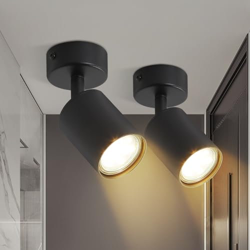 Lichtmaler 2 Stück Deckenspots 1 Flammig Schwarz - Deckenstrahler GU10 Deckenleuchte Schwenkbar 350° Spotleuchte Mode Wand Deckenlampe Spots LED für Küche Wohnzimmer Flur, Ohne Leuchtmittel