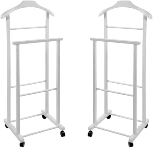 MA MAISON Doppio Indossatore da Camera in Legno di Faggio 43x33xH105cm Per Ordinare e Tenere in Perfetto Stato i Tuoi Abiti - Elegante e Funzionale in Tutti gli Ambienti (Doppio, Bianco)
