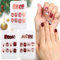3 Boîte 72pcs Faux Ongles Court Noël en ABS Nail Ongles Rouge Artificiel Capsule Couverture Complète avec Colle de Gelée Flocon de Neige Renne Sapin Décoration DIY Manucure Noël pour Femme Filles