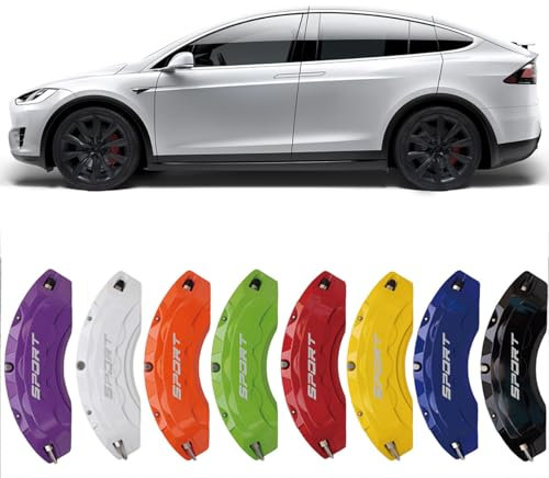 4pc Brake Caliper Covers Compatible Front Rear for TESLA Model X Accessories (Red)