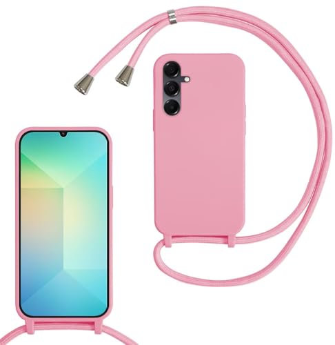 SLWYF Kompatibel mit Samsung Galaxy A16 Hülle, Handykette Hülle Silikon Seil Necklace Handyhülle mit Kordel Tasche TPU Bumper Schutzhülle für Samsung Galaxy A16 - Rosa