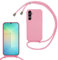 SLWYF Kompatibel mit Samsung Galaxy A16 Hülle, Handykette Hülle Silikon Seil Necklace Handyhülle mit Kordel Tasche TPU Bumper Schutzhülle für Samsung Galaxy A16 - Rosa