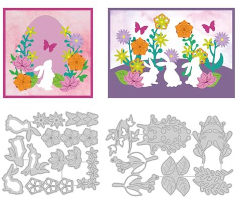 DELORIGIN Osterhasen Stanzteile Stanzformen Mit Kaninchen Und Blumenmuster Rahmen Karbonstahl Cartoon Stanzformen Scrapbooking Stanzschablonen Neuheiten Für Ostern Geschenke Partys Grüße Fotoalbum