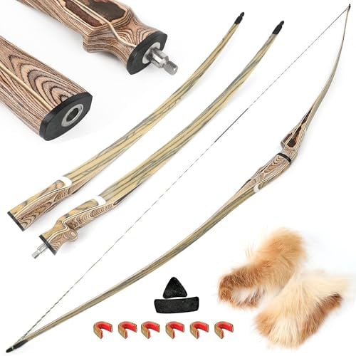 60/62/64 Zoll Takedown-Longbow, 20-50 Lbs, traditioneller Holz-Dreieckbogen, rechte Hand, für Jagd, Zielschießen und Training(60 Zoll,20Lbs)