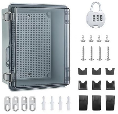 Wasserdichter Verteilerkasten Außen Anschlussdose IP65 verteilerschutzbox ABS zum Schutz von Steckdosenleiste Transparentes Schaltschrank mit Wandmontagezubehör chloss,220x 170x110 mm