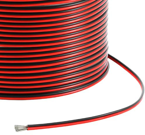 QWORK® Cable Electrico 2 Hilos 0.52 mm² 20 AWG, 2 x 30 Metros, Cobre Estaño sin oxígeno, Cable Paralelo para Tiras LED y Dispositivos Eléctricos