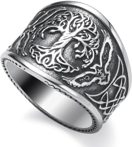 WESTMIAJW Viking Rings for Men Women Stainless Steel Norse Nordic Tree of Life Ring Jewellery Size Y