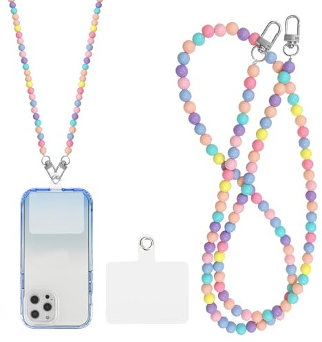 DONOONIS Chaîne de Téléphone Portable Colorée, Sangle de Téléphone Portable à Suspendre Autour Du Cou, Pendentif Universel pour Étui de Téléphone Portable, Cordon Telephone Portable Bijoux