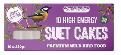 Wild Bird Food Suet Pellets and Fat Balls, Garden Bird Feed (Insect Cake 10pk)
