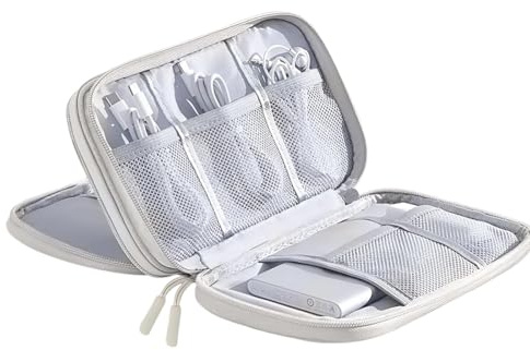 Cable Organiser Bag Electronics Accessories Organisers Bag Portable Double-Layer Carry Travel Gadget Storage Bags All-in-One for Power Bank Charging Cable USB Drive Hard Disk Earphone, 19.5x11cm