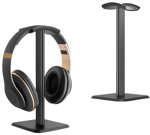 Kiuiom Abnehmbare Kopfhörer Ständer,Kopfhörerhalter,Kopfhörer Halterung Schreibtisch,Headset Ständer,Gaming-Headset-Halter mit TPU Rutschfestem Silikon für Alle Kopfhörergrößen (Schwarz)