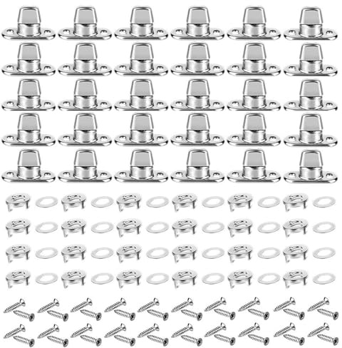 Lot de 20 fermoirs à visser ovales avec bouton rotatif et vis de fixation pour œillet, remorque, bâche, bâche, bricolage, sacs et accessoires de quincaillerie
