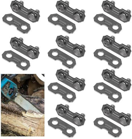 10 Sets 3/8 (0.375) Chainsaw Master Chain Repair Links Connector, Chainsaw-Chain-Repair Kits Accessories, Stainless Steel Saw Chain Repair Kits, Chainsaw Master Link Repairs Preset Straps