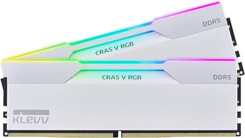 KLEVV CRAS V DDR5 RGB 48GB (2x 24GB) 6000MHz CL28 Gaming Memory RAM kit XMP 3.0 High Performance Overclocking 28-36-36-76 (KD5KGUD80-60B280J) White