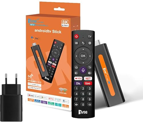 Android TV Stick 4K 2GB RAM 16GB ROM H313 Quad-Core 64bit WiFi5 Dual 2.4G/5G WiFi HDR10+ HD Smart TV Stick Box (H6 2+16 App)