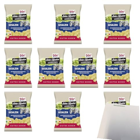 usy Bundle für Hofgut Chips Acker-Kracher gesalzen VPE (10x120g Beutel) + usy Block