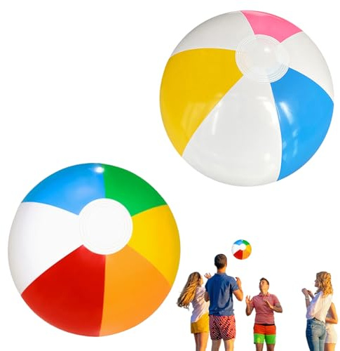 2 Stk Wasserball Aufblasbar,Wasserbälle,Wasser Aufblasbarer Ball Kinder,Strandball,Beach Ball,Pool Spielzeug,Luftball,Schwimmball,Inflatable Strandbälle mit Schwimmbad für Beach Party,Strandspielzeug