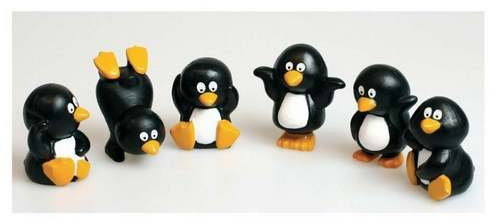 Cake Topper Christmas Figurine Penguin Assorted 40mm pack of 6