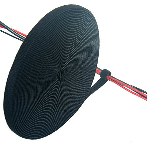 TUKA 25 m x 15mm Organizador de Cables, Cinta de Gancho y Bucle Sujeta Cables, Recortable Cinta adhesiva Cable Manguera, Hook & Loop Organizar Cables, Reutilizable | Ajustable, negro TKB5015 black