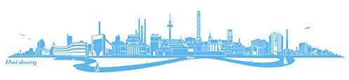 WANDKINGS Wandtattoo - Skyline Duisburg (mit Fluss) - 80 x 14 cm - Lichtblau - Wähle aus 6 Größen & 35 Farben