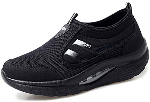 Solshine Damen Mesh Plateau Walkmaxx Air Sportschuhe Shape Ups 562 Schwarz 38EU