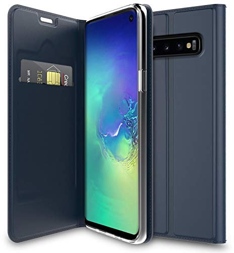 Verco Handyhülle für Galaxy S10, Premium Handy Flip Cover für Samsung Galaxy S10 Hülle [integr. Magnet] Book Case PU Leder Tasche 6,1 Zoll, Blau