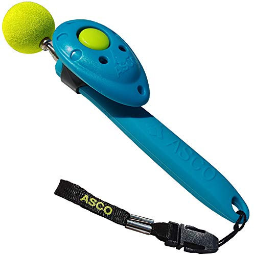 ASCO ClickStick, Target Stick mit abnehmbarem Premium Clicker, Teleskop-Target für Hunde Katzen Pferde, Klicker-Training, blau, ASCO-04TCS
