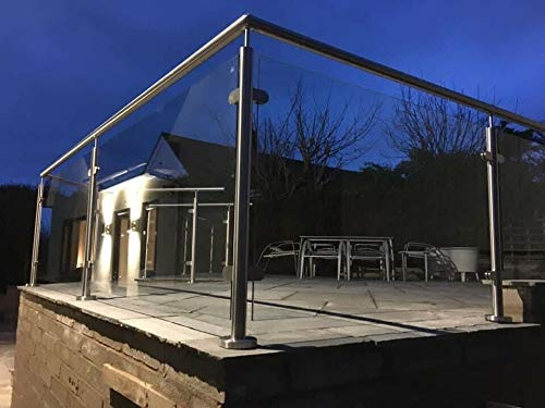 Stainless Steel Balustrade Railing 900mm/1100mm Post Grade Glass Clamps Fencing Home (Corner Post 1100mm)