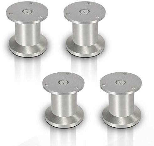 Lospitch 4er Set Aluminium Möbelfüße Höhe 80mm, belastbar bis 250 Kg, Runde Schrankfüße Tischfuß Sofafuß Möbelbeine, für Möbel, Küchenschränke, Höhenverstellbar 15mm