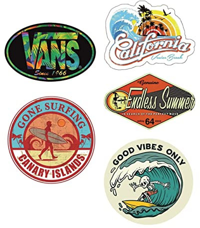 cut-it folientechnik & design #971 / 5X Surf Aufkleber 6,5cm Beach Kult Sticker Auto Oldtimer Oldschool Vintage Surfing Bus Aloha V8 Retro Ratte Hotrod