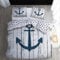 WQIZXCW Bettwäsche 135x200 2er Set, Anker Wendebettwäsche - 110gsm Weiche Microfaser, Maritim Bettbezug mit Reißverschluss und 1 Kissenbezug 80x80 cm