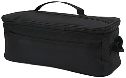yaogohua Borsa da campeggio Borsa portaoggetti per stoviglie con doppia cerniera di grande capacità con manico per riporre stoviglie portatili all'aperto(Tessuto Oxford Nero)