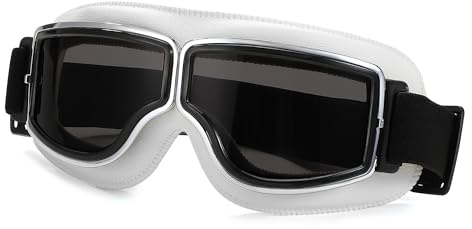 FEISEDY Motorradbrille Vintage Leder Motocrossbrille Schutzbrille Retro Radbrille Winddicht Helmbrille Motorräder Brille für ATV Bike Off Road Motocross B0046