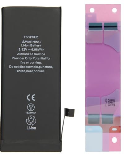 Batteria di ricambio compatibile per iPhone SE 2 (2020) (A2296, A2275, A2298) ad alta capacità 1821 mAh/nuova fabbricazione/adesivo incluso.