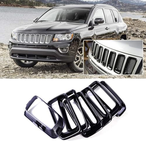 AMAIR Auto Front Kühlergrille für Jeep Compass 2011 2012 2013 2014 2015 2016,Auto Grill Dekoration Zubehör Wasserdichtigkeit Sport Kühlergrill