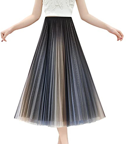 Skang Rock Lang Damen Sommer Boho Sommerkleid für Damen mit elastischer Taille, plissiert, A-Linie, fließendes, schwingendes, abgestuftes Kleid mit langem Strandrock Strickrock Rot