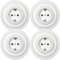 4 Schuko - Toma de porcelana con tierra, sistema de protección infantil, 16 A, 250 V