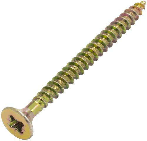 AERZETIX - C74514 - Lot de 100 - Vis à Bois - Ø6x70mm - en Acier Laitonné Métal - Tête Fraisée - à Empreinte Cruciforme Pozidriv - Couleur Laitonné
