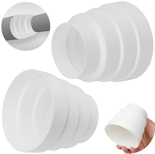 Raccord de tuyau rond à plusieurs niveaux, 2 pcs, pour Ø 80 mm, 100 mm, 110 mm, 120 mm, en Blanc, raccord de réduction pour locaux d'habitation et commerciaux, raccord de réduction système d'aération
