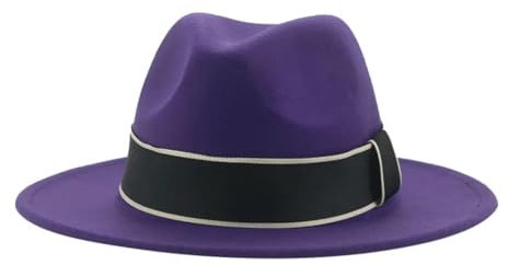 FULUJIDI Fedora Trilby Filzhut Hut Herren Kappen Hüte Für Männer Frauen Hut Panama Vintage Formale Hochzeit Dekorieren Gürtel Band Hut 52-54Cm (Kinder) Lila