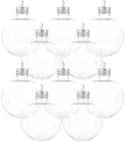 Cabilock 10pcs Clear Christmas Ornaments Balls Christmas Decor Fillable Booze Balls Juice Bottles 250ml Cold Beverage Bottles with Cap for Christmas Tree Wedding Party