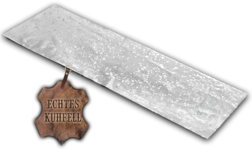 unendlich schoen – Echter Kuhfell Teppich klein, Läufer für Wohnzimmer Flur Eingangsbereich, Rinderfell für kleinere Flächen (Silber Sparkle, 150 X 46 cm)