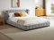 Vente-unique-Chesterfield-Bett - 180 x 200 cm - Samt - Hellgrau - TONGERLA